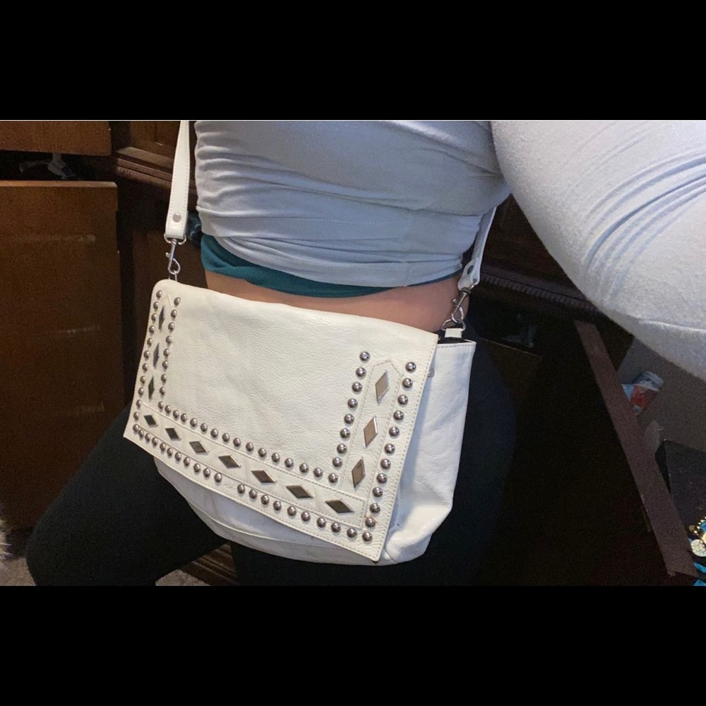 Leather studded crossbody